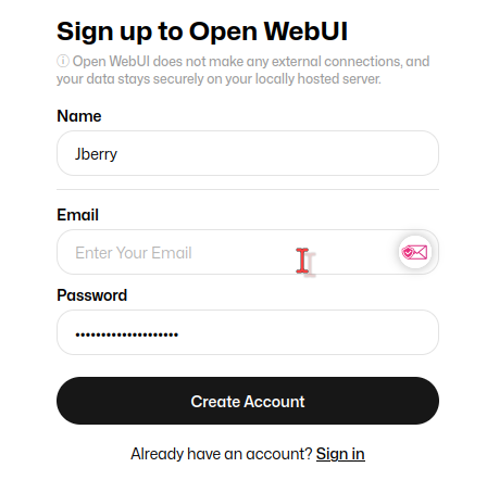 Il faut créer son compte avant de pouvoir se connecter Capture d'écran d'une création de compte